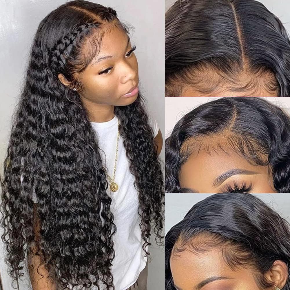 Trilumity 13X4 Hd Transparent Deep Wave Human Hair - Natural Black Hair Replacement Wig