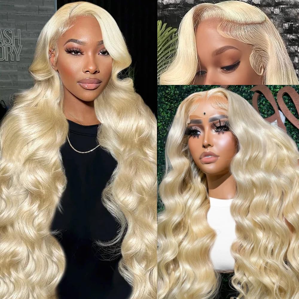 Trilumity 13X6 613 Blonde Blonde Body Wave Human Hair - Natural Black Hair Replacement Wig