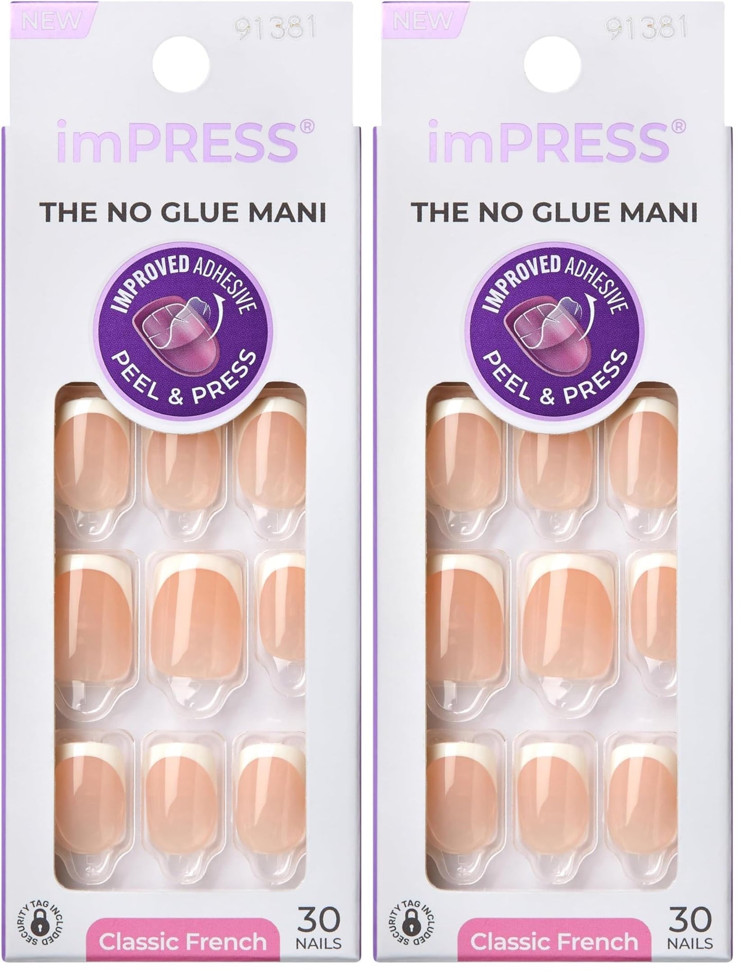 Trilumity No Glue Mani French Short Squoval Soft Gel - White Press On Nails