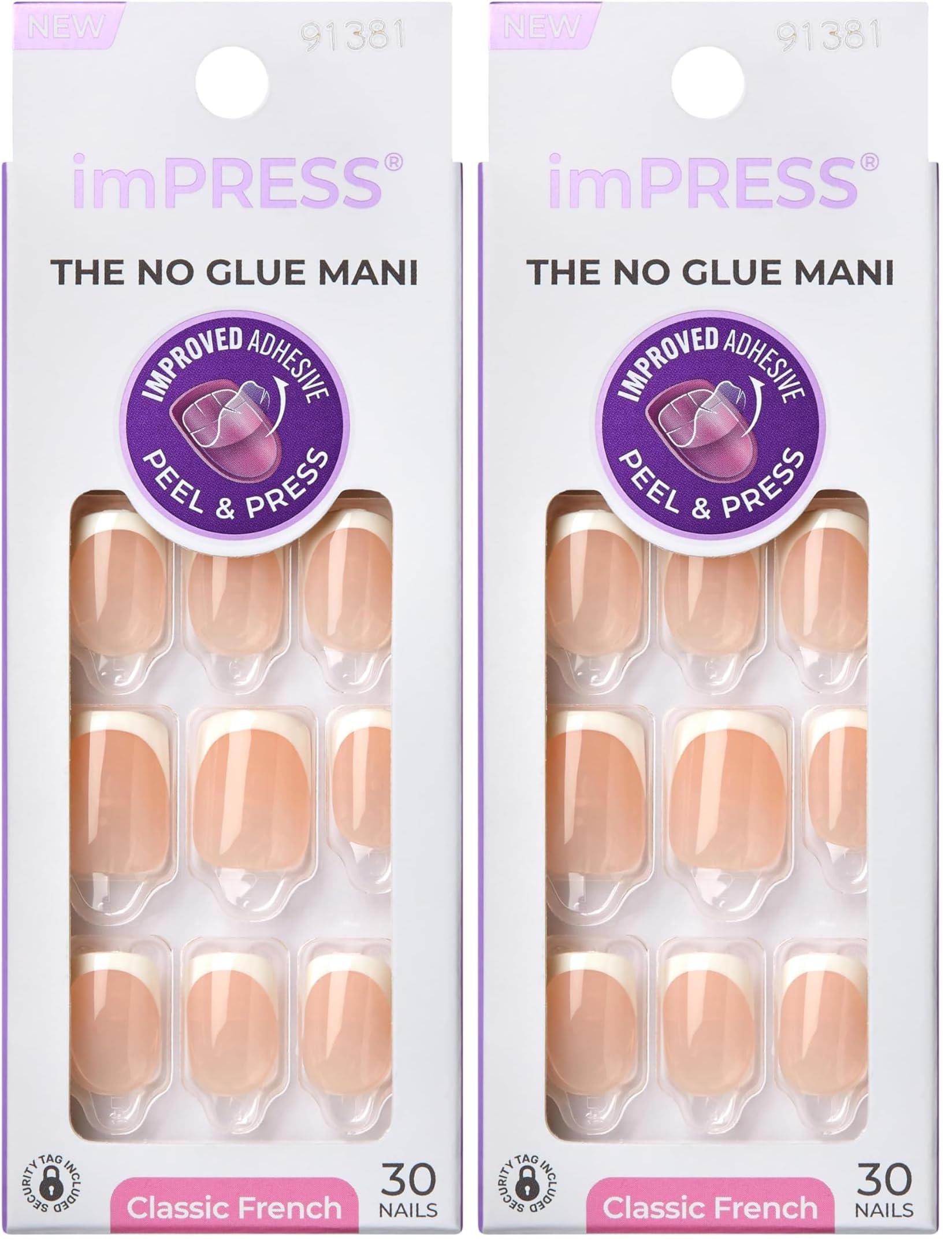 Trilumity No Glue Mani French Short Squoval Soft Gel - White Press On Nails