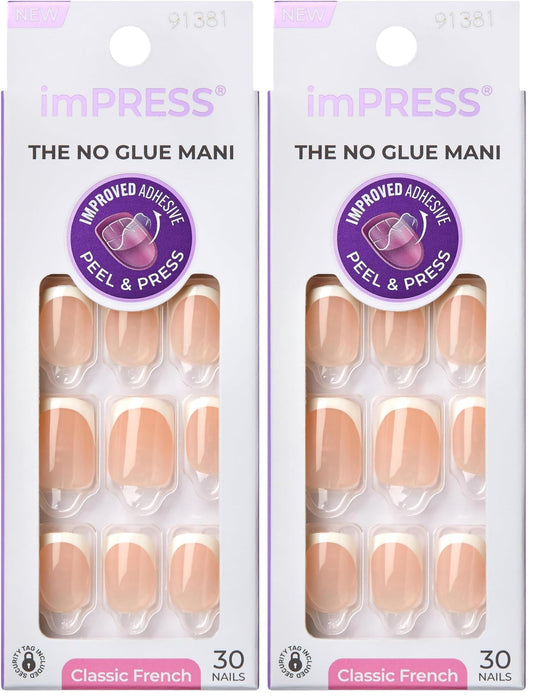 Trilumity No Glue Mani French Short Squoval Soft Gel - White Press On Nails