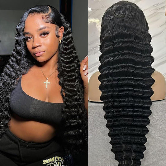 Trilumity 13X6 Hd Deep Wave Human Hair - Natural Color Hair Replacement Wig
