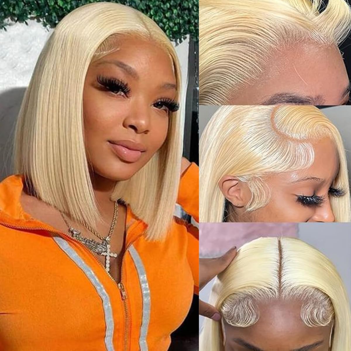 Trilumity Blonde Bob Straight 613 Straight Human Hair - 613 Blonde Hair Replacement Wig