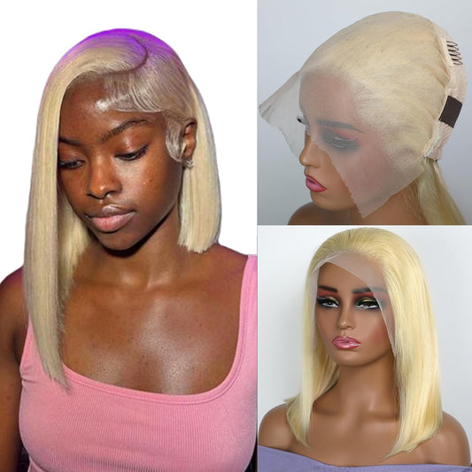 Trilumity Honey Blonde Bob Full Bob Human Hair - Honey Blonde Hair Replacement Wig