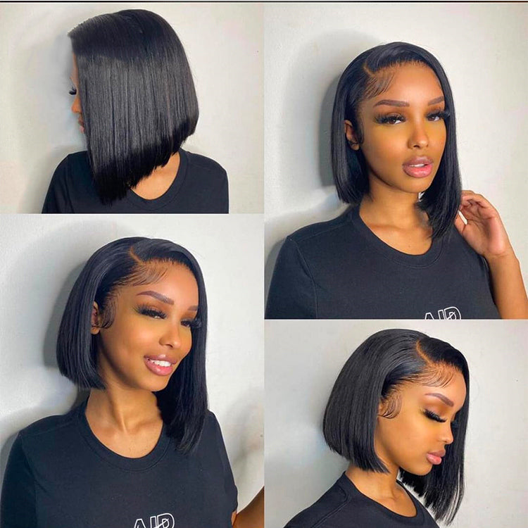Trilumity Straight Lace Front Wig in Natural Black, hairline close-up