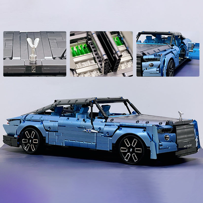 Trilumity Rolls-Royce Boat Tail with Rear Wine Cabinet, Removable Convertible Top Building Block Set, 1:8 Scale, Remote Control, 2,903-Piece