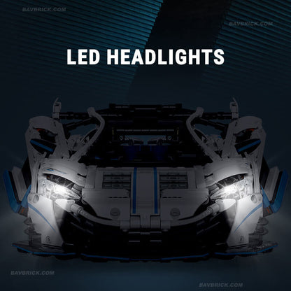 Trilumity Motorized Building Block Set: 1:10 Drifting Edition British Hybrid Hypercar | Remote-Controlled British Supercar | Metallic White Paint