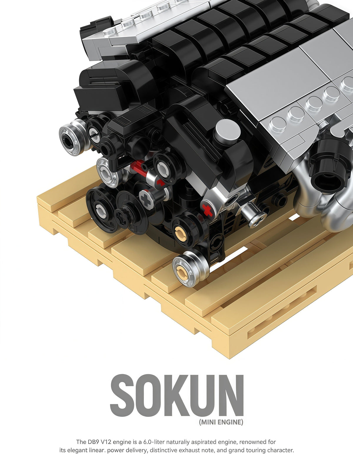 Trilumity Building Block Set: Aston Martin Db9 V12 Engine | Home Decor (375-Piece)