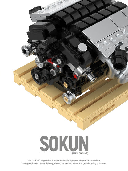 Trilumity Building Block Set: Aston Martin Db9 V12 Engine | Home Decor (375-Piece)