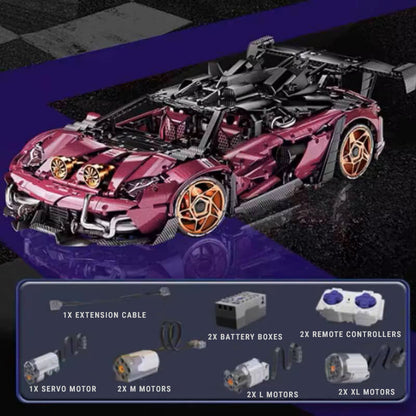 Trilumity Motorized Building Block Set: The Ultimate Turbocharged Italian Bull Jota V12 Hypercar (3950-Piece)