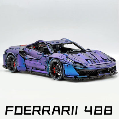 Trilumity Motorized Building Block Set: 1:8 The Ultimate Maranello V8 GT Supercar, GTR-style widebody kit and large rear wing (3237-Piece)