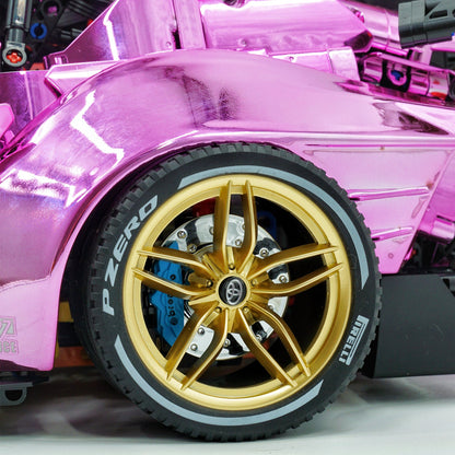 Trilumity Motorized Building Block Set: 1:8 Toyota Supra Electroplating Pink Limited Edition, Electric Air Suspension, Rear Accelerator Blade linkage