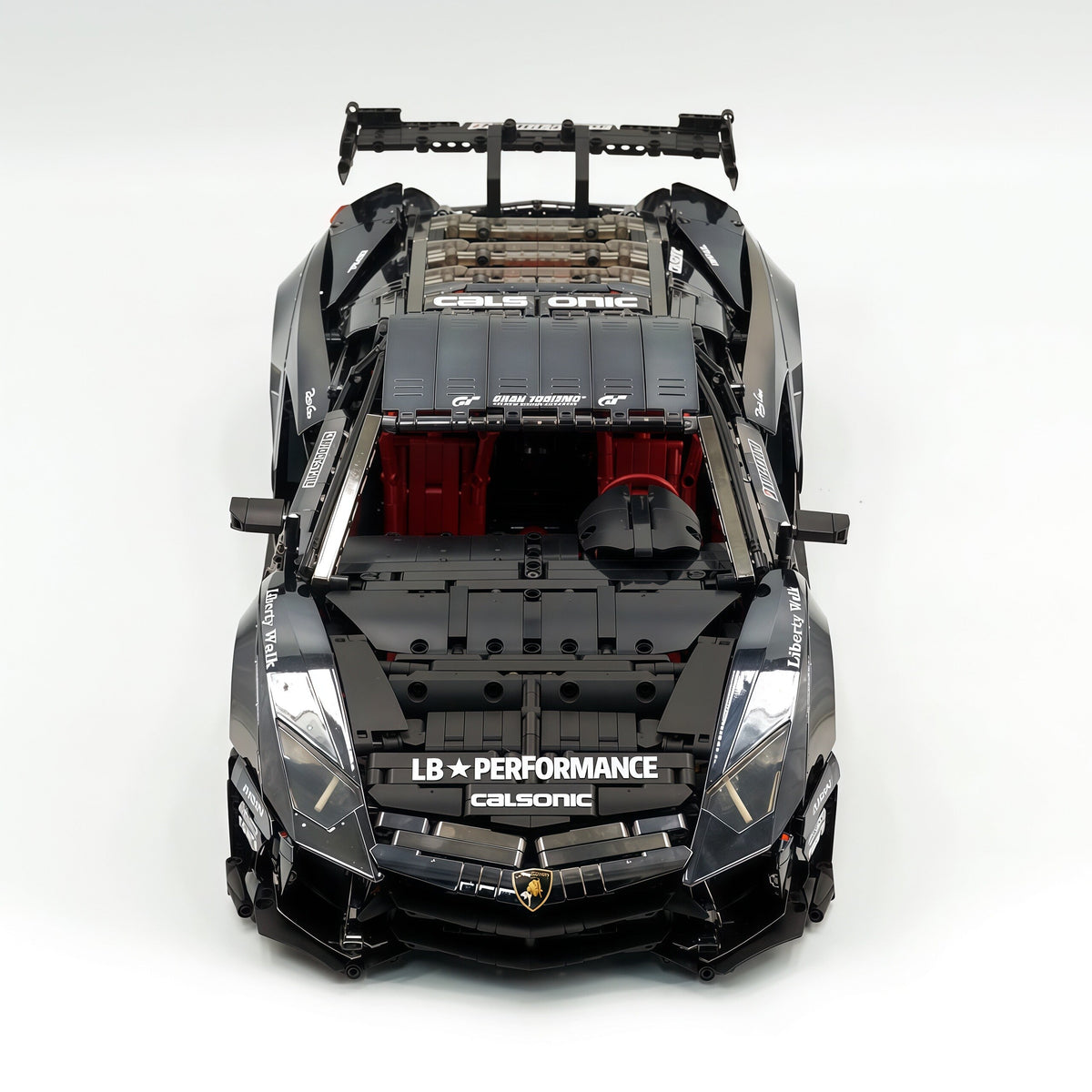 Trilumity Building Block Set: 1:8 Lamborghini Aventador Svj Lbwk | Electroplated Black Custom Bull Widebody Supercar