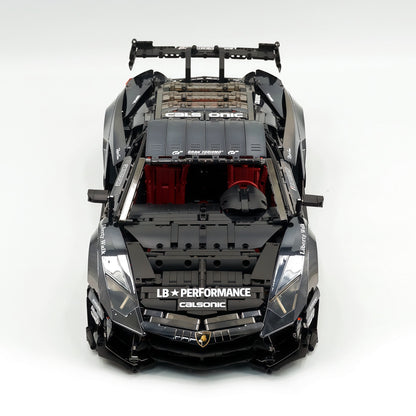 Trilumity Building Block Set: 1:8 Lamborghini Aventador Svj Lbwk | Electroplated Black Custom Bull Widebody Supercar