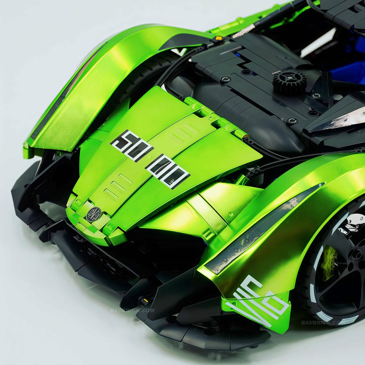 Trilumity Building Block Set: 1:8 Devel sixteen V16 | Neon Green Custom Edition | Officially licensed (4016Piece)