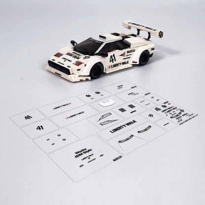 Trilumity Motorized Building Block Set: 80s Wedge Supercar Widebody Edition | Container Display Case (338-Piece)