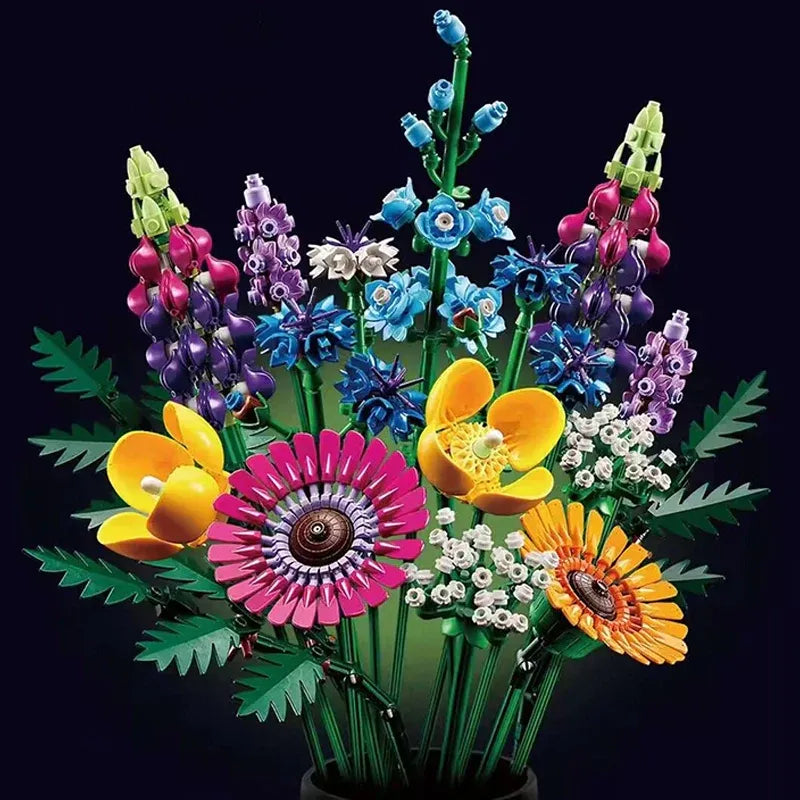 MOC Building Block Set: Botanical Wildflower Bouquet, Model 10030