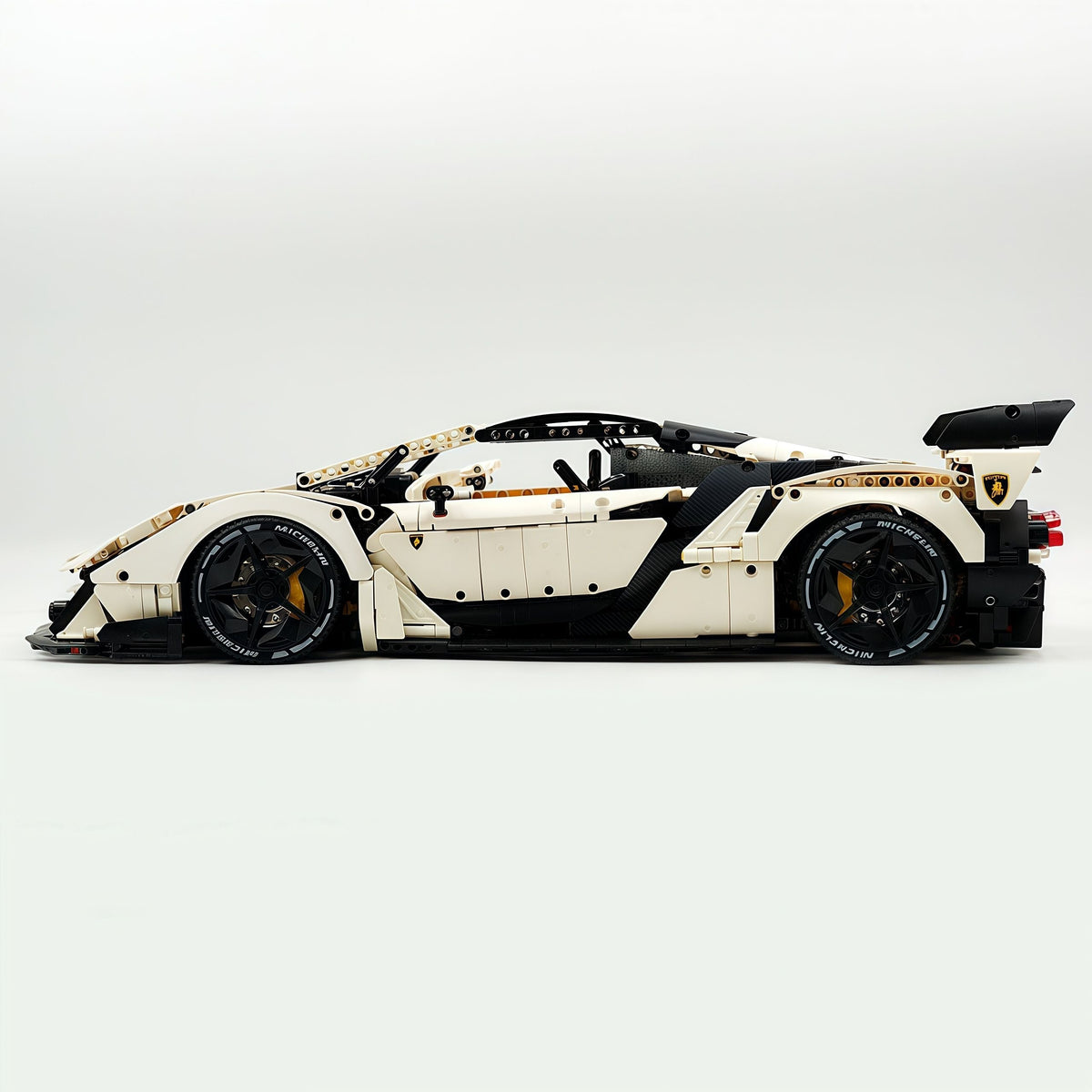 Trilumity Building Block Set: 1: 8 Sant'Agata V12 Farewell, White Goddess Version, Motorized Convertible Switch Mode, Full Vehicle Motorization