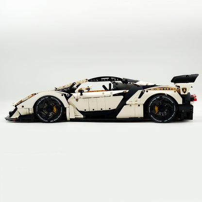 Trilumity Building Block Set: 1: 8 Sant'Agata V12 Farewell, White Goddess Version, Motorized Convertible Switch Mode, Full Vehicle Motorization