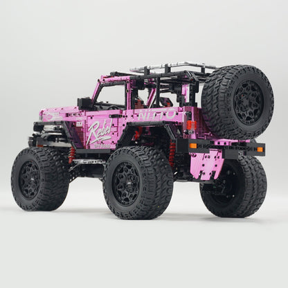 Trilumity Jeep Wrangler Off-Road Electroplating Pink Limited Edition Building Block Set, 1:6 Scale, Remote Control, 2,121-Piece