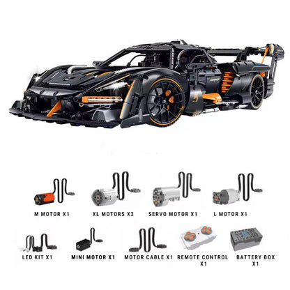 Trilumity Motorized Building Block Set: 1:8 McLaren Senna Black Knight Hypercar Limited Edition (3803-Piece)