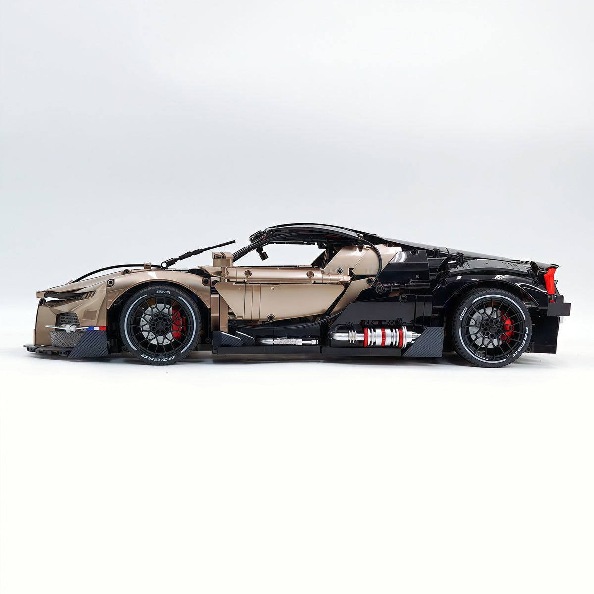 Trilumity Motorized Building Block Set: 1:8 French Hybrid V16 Hypercar | Combination of Bronze and Pearl Black | Ultimate Collector's Item