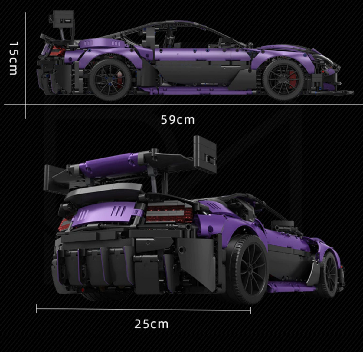 Trilumity Building Block Set: 1: 8 Aston Martin Vantage GT3 Supercar Set, Legendary Racing Dna | Jaw-Dropping Purple Finish (3850-Piece)