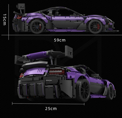 Trilumity Building Block Set: 1: 8 Aston Martin Vantage GT3 Supercar Set, Legendary Racing Dna | Jaw-Dropping Purple Finish (3850-Piece)