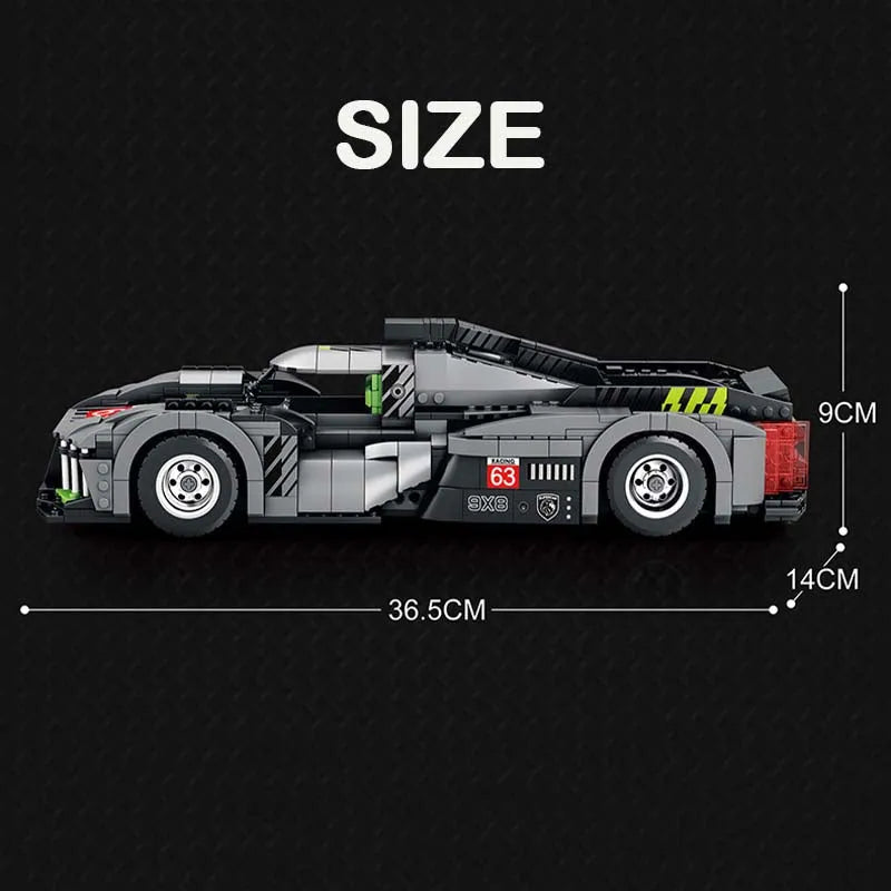 Reobrix MOC Building Block Set: PEUGEOT 9X8 Hybrid Racing Car, Model RE11031
