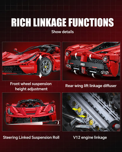 Trilumity LaFerrari C6 Sportcar, Fully Detailed Simulation Building Block Set, 1:8 Scale, Remote Control, 4,739-Piece