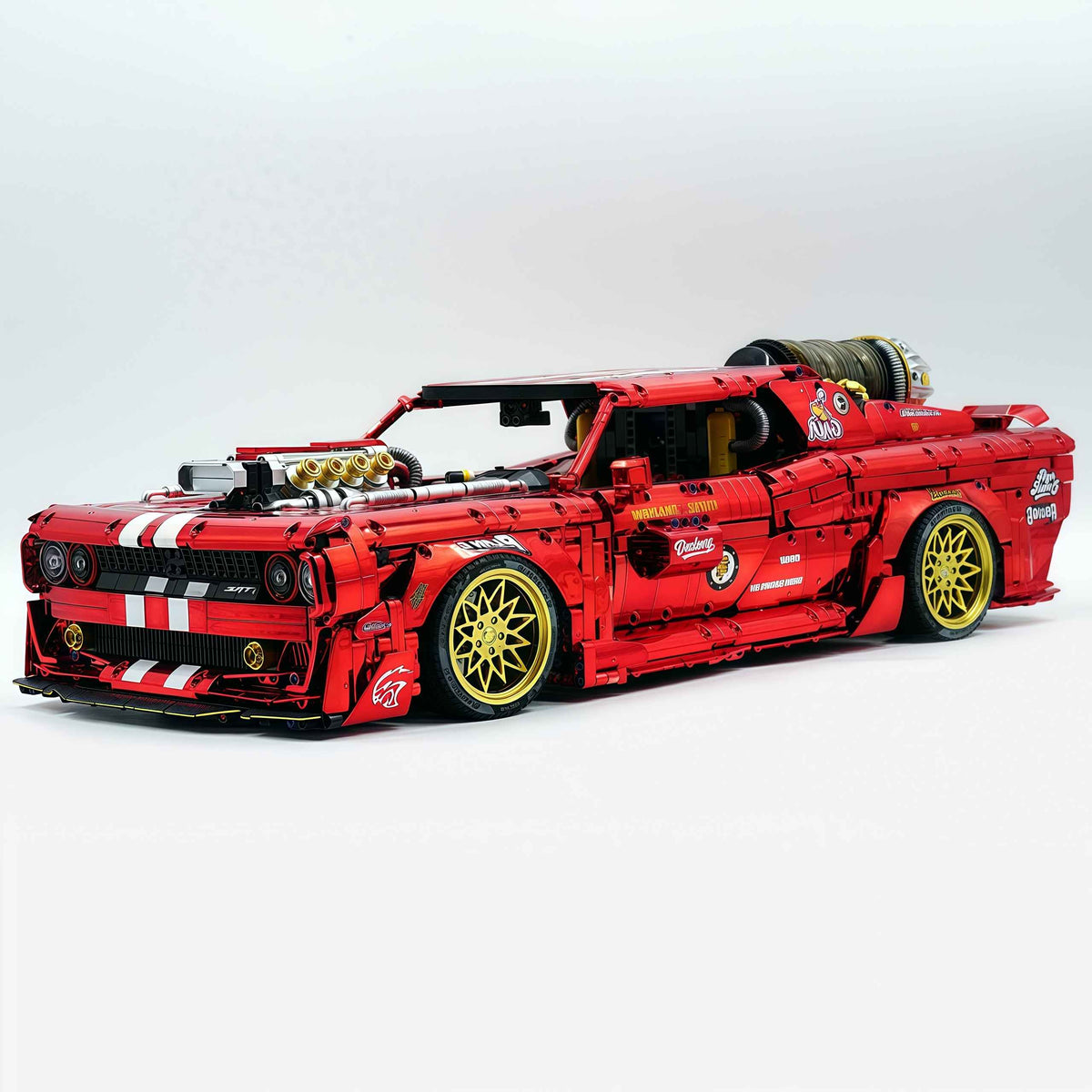 Trilumity Motorized Building Block Set: 1: 8 Dodge Challenger, Electroplating Mirror Red Customized Version (3751-Piece)