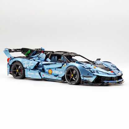 Trilumity Motorized Building Block Set: 1:8 The Ultimate Italian Hybrid Hypercar Evo | Customized Electroplating Tiffany Blue Italian Exotic