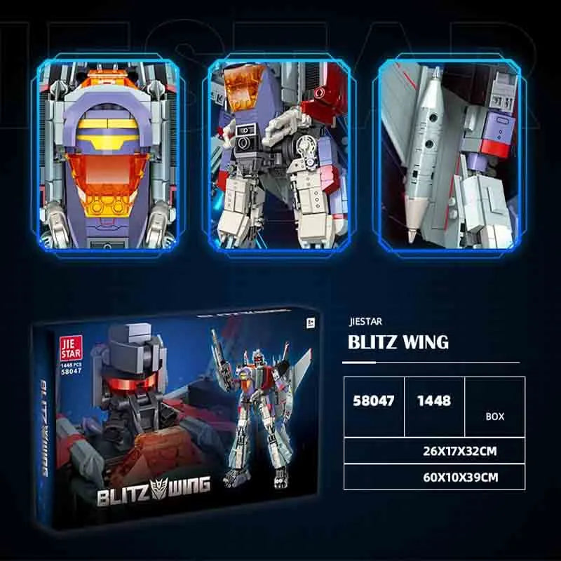 JieStar Building Block Set: Super Hero Blitz Wing Mecha Robot Warrior, Model 58047