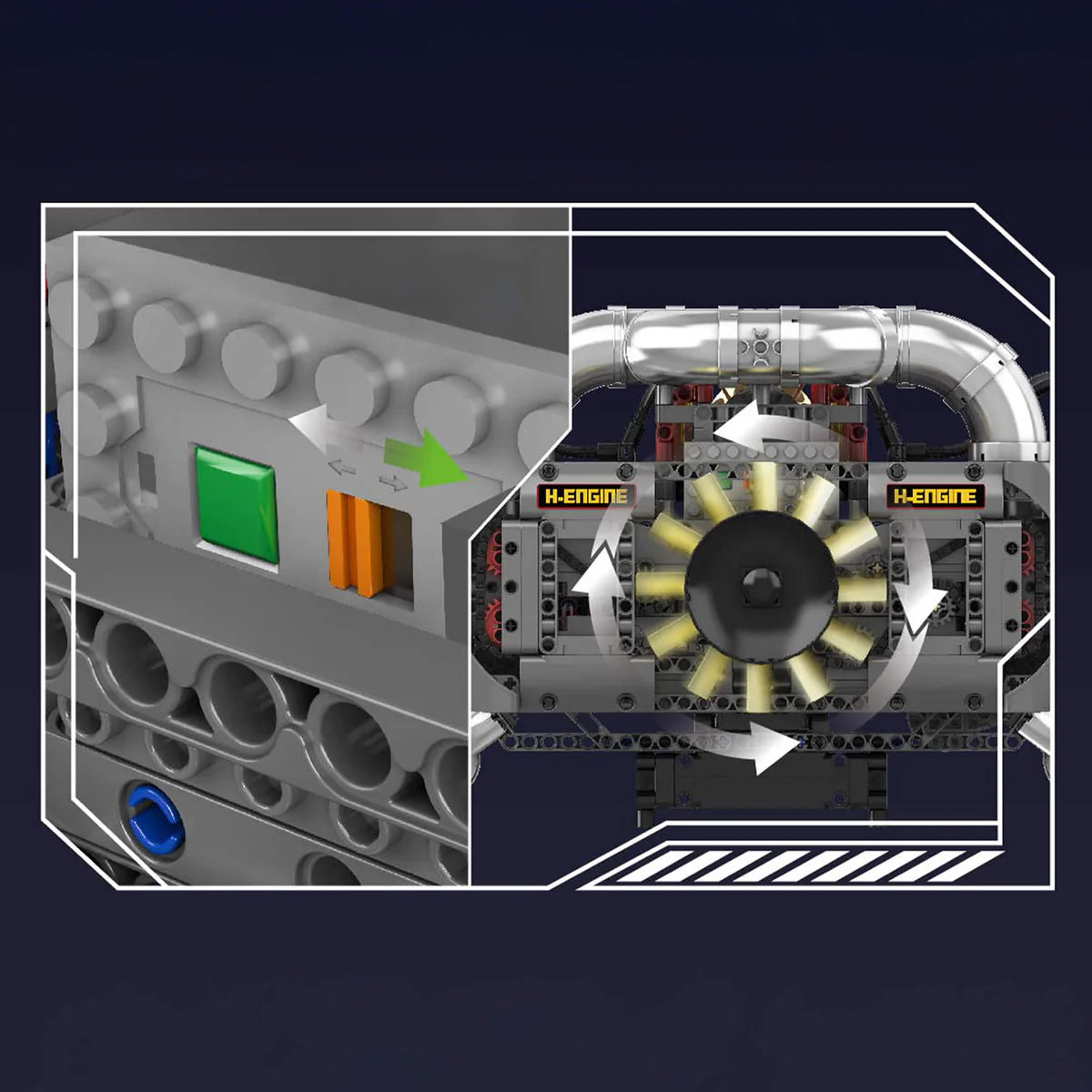 Trilumity Building Block Set: Motorised Flat 6 Engine (2376-Piece)