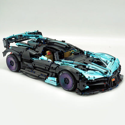 Trilumity Bugatti Bolide W16, Electroplating Lake Blue Customized Version Building Block Set, 1:8 Scale, Remote Control, 3,588-Piece