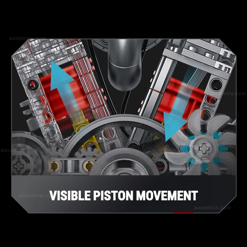 Trilumity Building Block Set: Motorised Harley Motorcycle V2 Engine(867Piece)