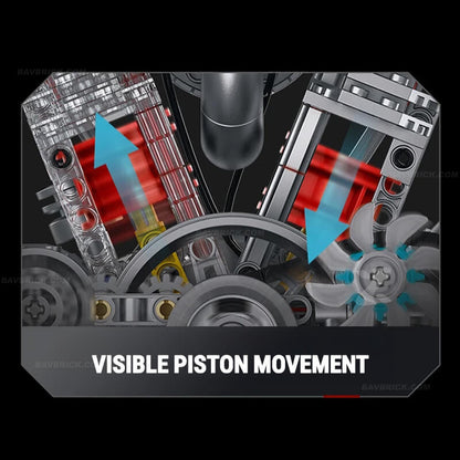 Trilumity Building Block Set: Motorised Harley Motorcycle V2 Engine(867Piece)