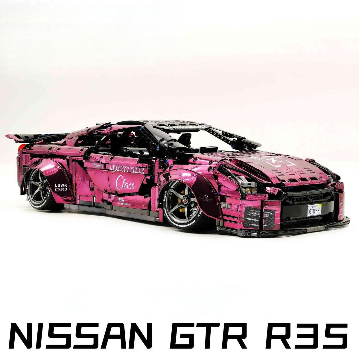 Trilumity Nissan GTR R35, Custom Wine Red Electroplating Appearance Building Block Set, 1:8 Scale, Remote Control, 4,098-Piece