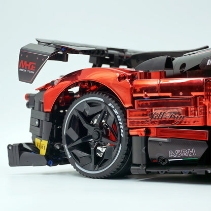Trilumity Building Block Set: 1:8 Pagani Zonda R | Mirror Blood Red Paint Italian Hypercar (3300+-Piece)