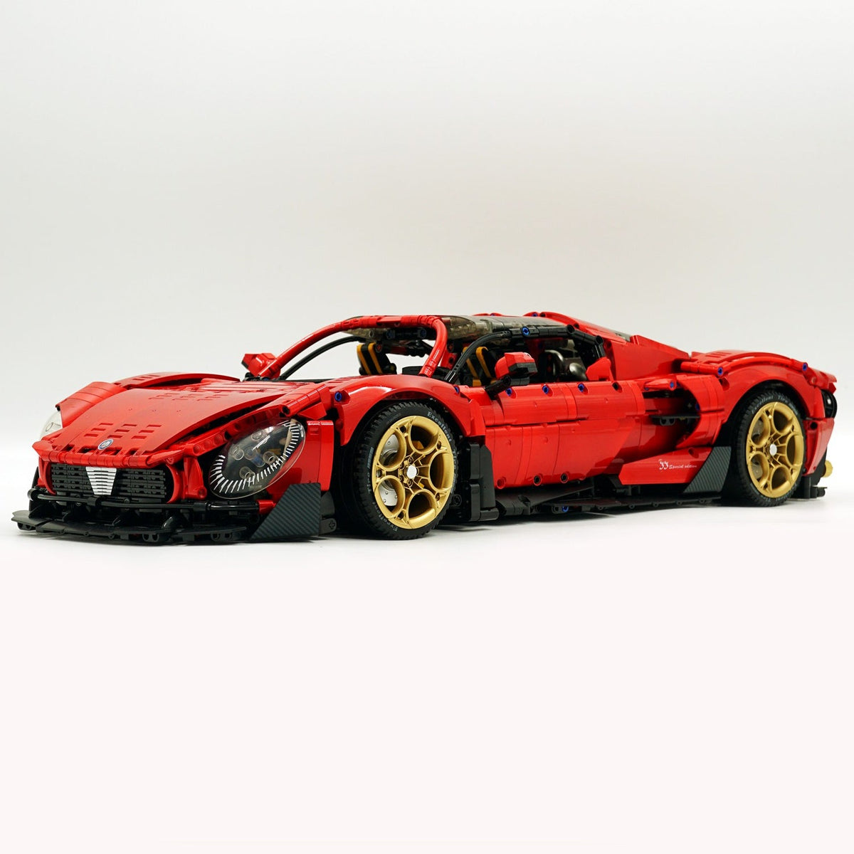 Trilumity Alfa Romeo 33 Stradale Supercar, Pearlescent Red Paint Customized Version Building Block Set, 1:8 Scale, Remote Control, 3,861-Piece