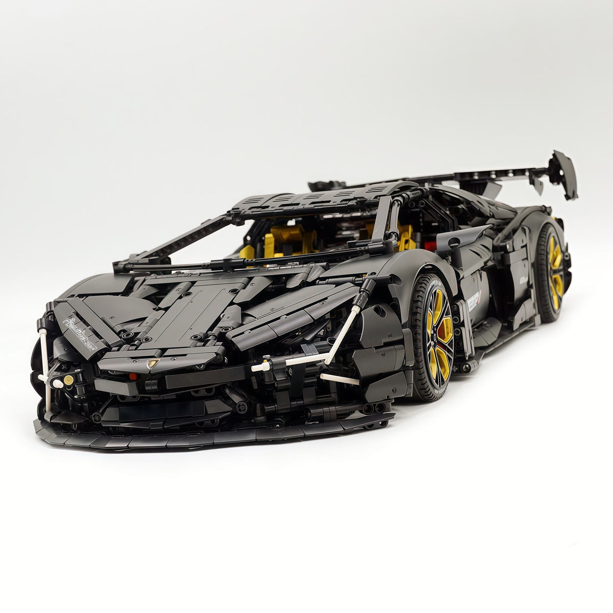Trilumity Motorized Building Block Set: 1:8 Italian Bull Jota V12 Hypercar – Barrel Plated Matte Black Customized Edition (3260-Piece)