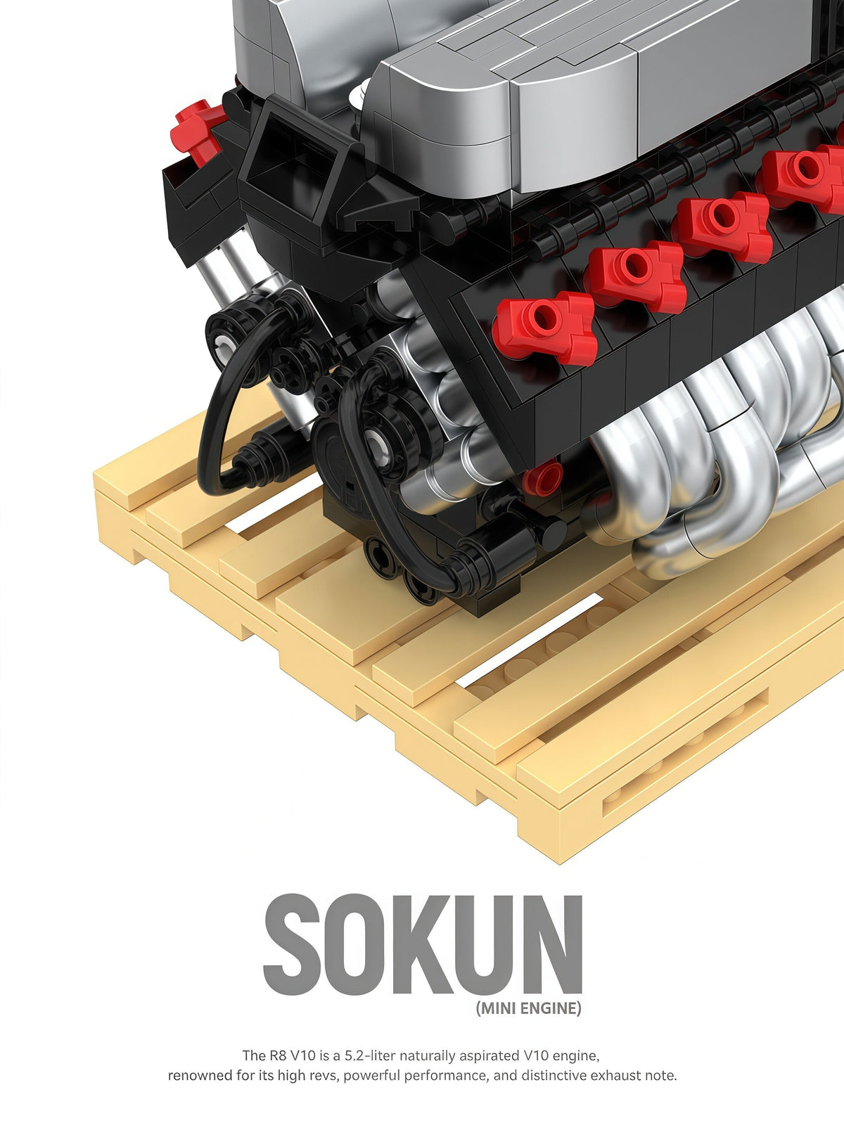 Trilumity Building Block Set: Audi R8 V10 Engine | Home Decor (392-Piece)