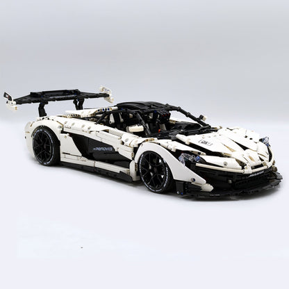 Trilumity Motorized Building Block Set: 1: 8 British Hybrid Hypercar White Goddess Supercar Building Sets with Remote Control, Electric lift tail