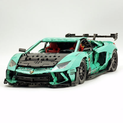 Trilumity Building Block Set: 1:8 Lamborghini Aventador Svj Lbwk | Baked Enamel Mint Green Limited Bull Widebody Supercar (4990+-Piece)