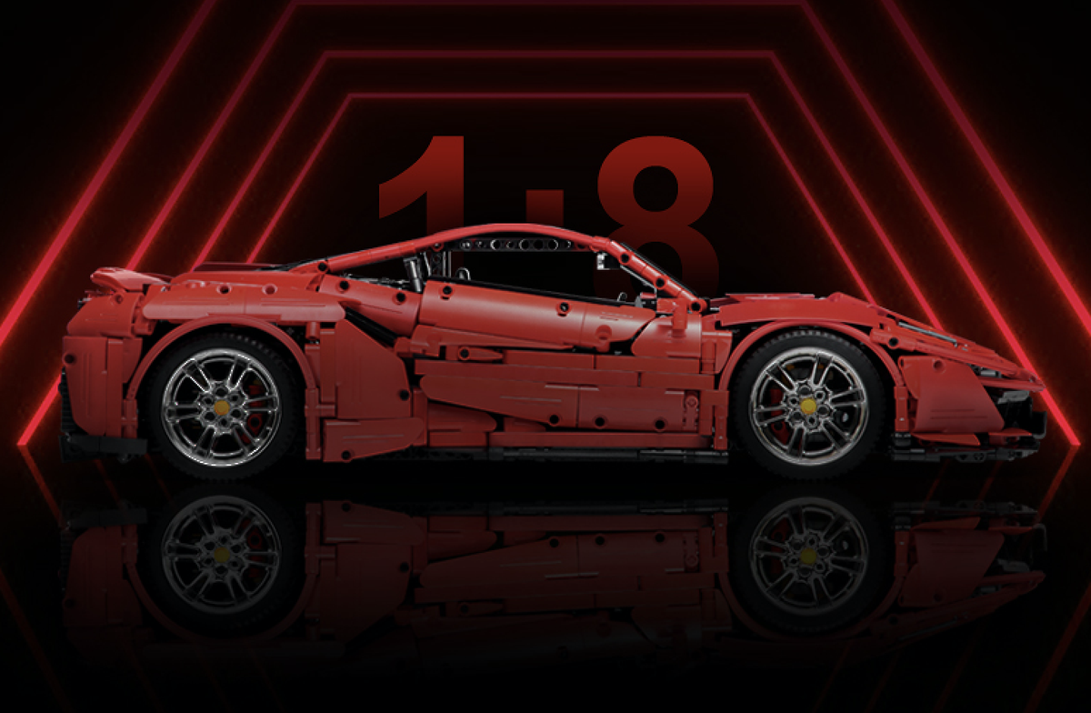 Trilumity Motorized Building Block Set: 1:8 The Ultimate Maranello V8 GT Supercar, The Ultimate Collectible (3187-Piece)