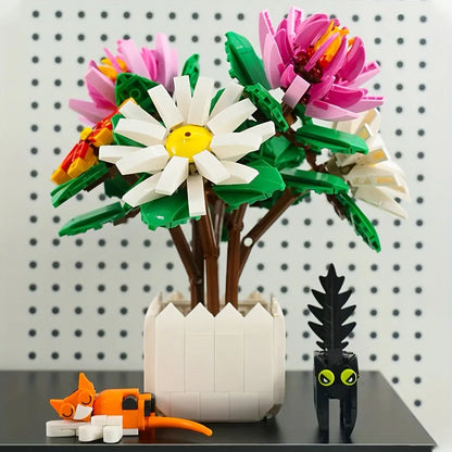 JieStar Building Block Set: Chrysanthemum Potted Plant, Model JJ9036