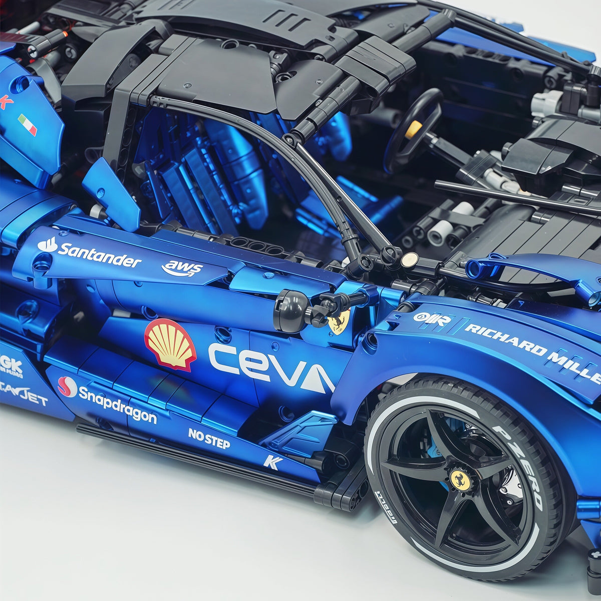 Trilumity Motorized Building Block Set: 1:8 The Ultimate Italian Hybrid Hypercar Evo | Matte Sapphire Blue Custom Edition (4058Piece)