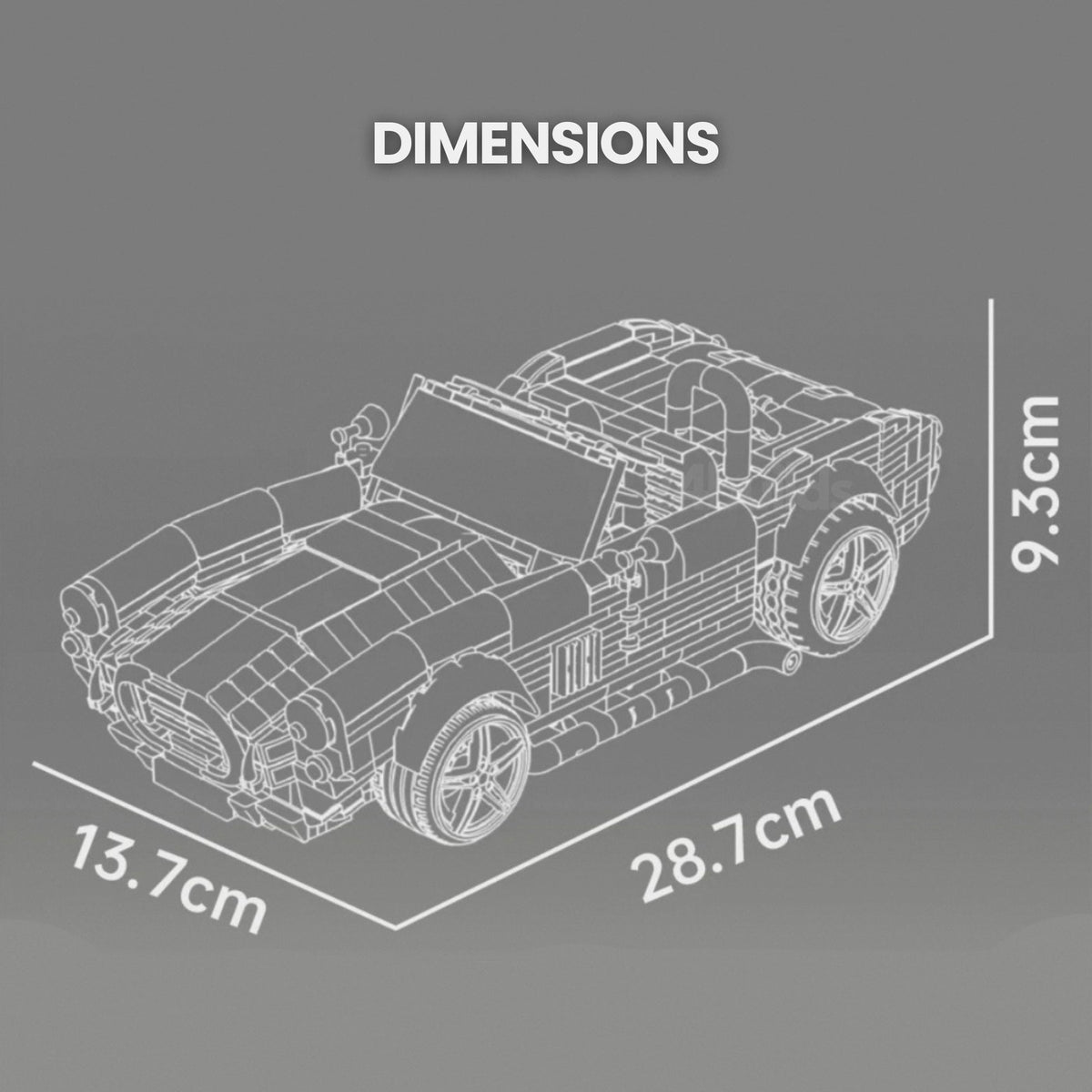 Trilumity Building Block Set: American V8 Classic Roadster | Vintage Open-Top Sports Car | 1:14 Scale | 1198-Piece