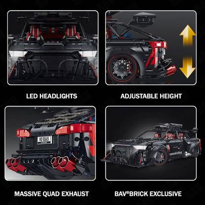 Trilumity Motorized Building Block Set: 1:8 Audi Rs6 Quattro Widebody Wagon | Matte Black Power | 4189+-Piece