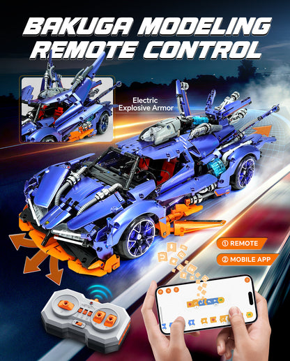 Trilumity Building Block Set: 1: 10 Apollo X1 Modified Version with Remote Control, Drift, Color Light Wheels, Jet Propulsion, Armor Explosion Mode